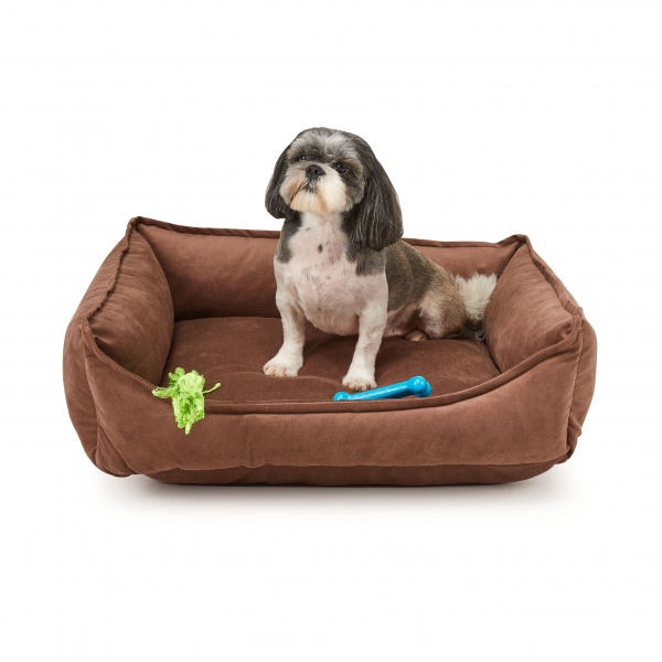 Лежак PETBED Velor Комфорт M 70x50x23 см коричневый