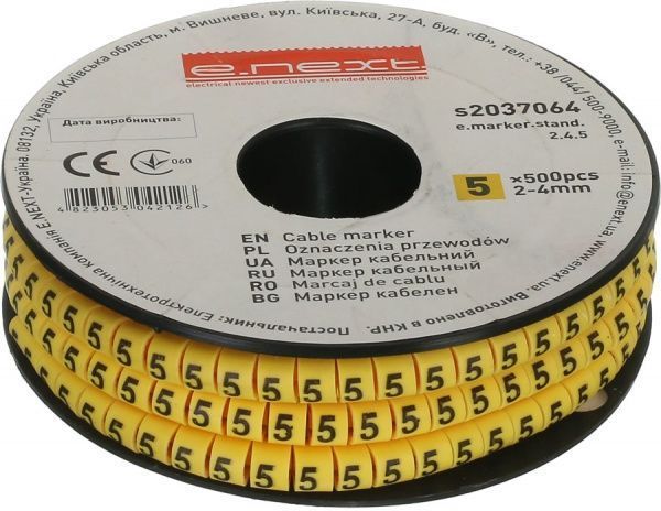 Маркер кабельний E.NEXT e.marker.stand.2.4.5, 2-4 кв.мм 500 шт. 