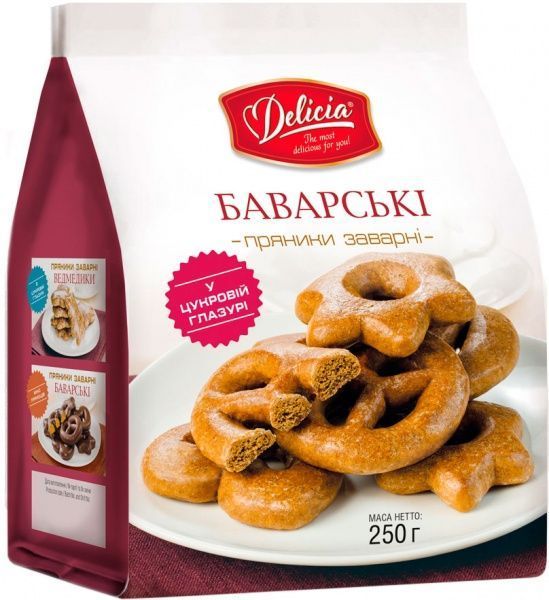 Печиво Деліція пряники заварні Баварські в цукровій глазурі 250 г 