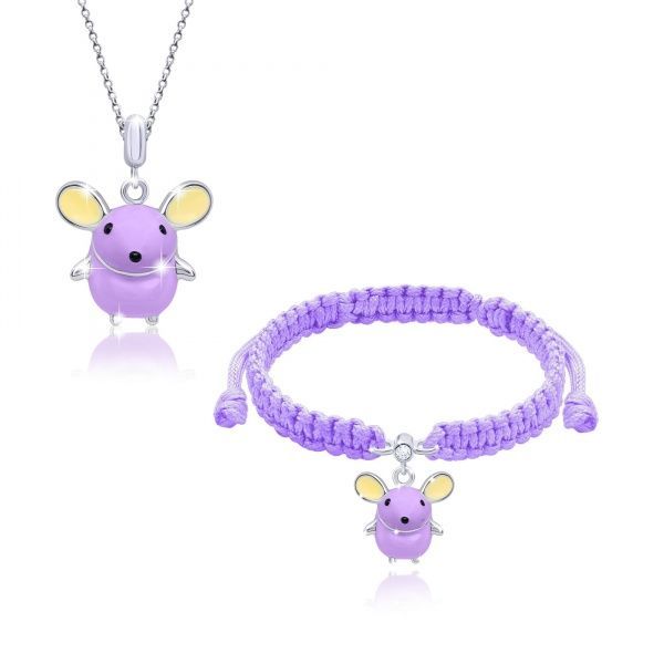 Браслет плетеный UMa&UMi Мышка фиолетовая