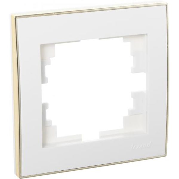 Рамка одноместная Lezard Rain горизонтальная белый с золотой вставкой 703-0226-146