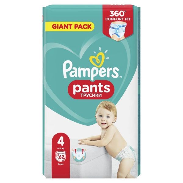 Підгузки-трусики Pampers Pants Розмір 4 (9-15 кг) 62 шт.