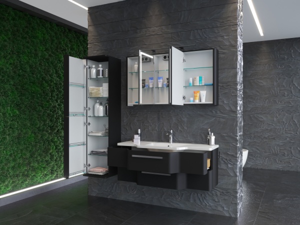 Зеркальный шкаф Botticelli Levanto - 128 серый 