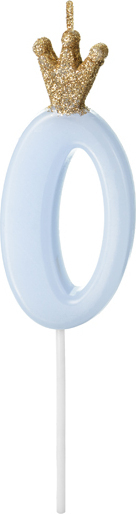 Свеча для торта Partydeco цифра 0 пастель голубая 9,5 см (SCU6-0-001J)