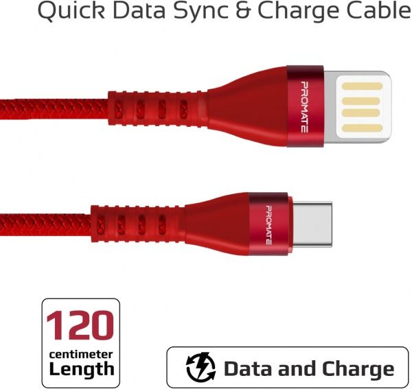 Кабель Promate USB Type-C – USB 1,2 м червоний (vigoray-c.red) 