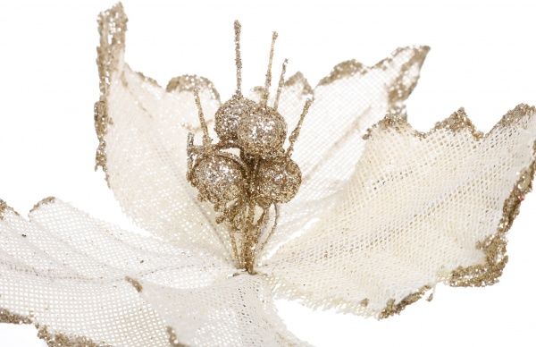 Декорация новогодняя Пуансеттия с ободком 20 см