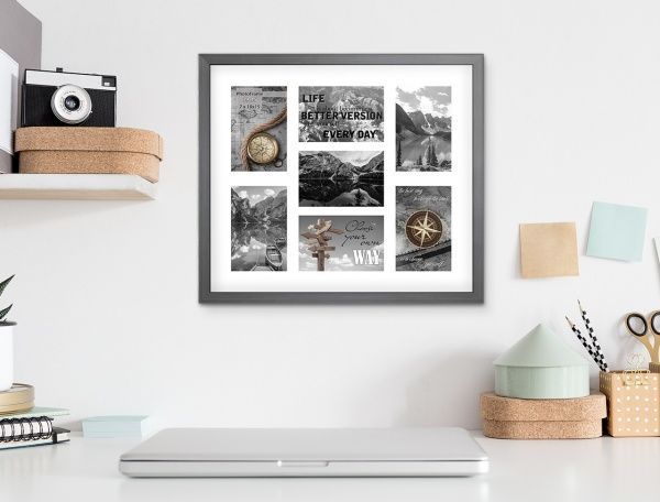 Фоторамка с паспарту SvitArt FKP-7-1913-6A 10x15 см антрацит 