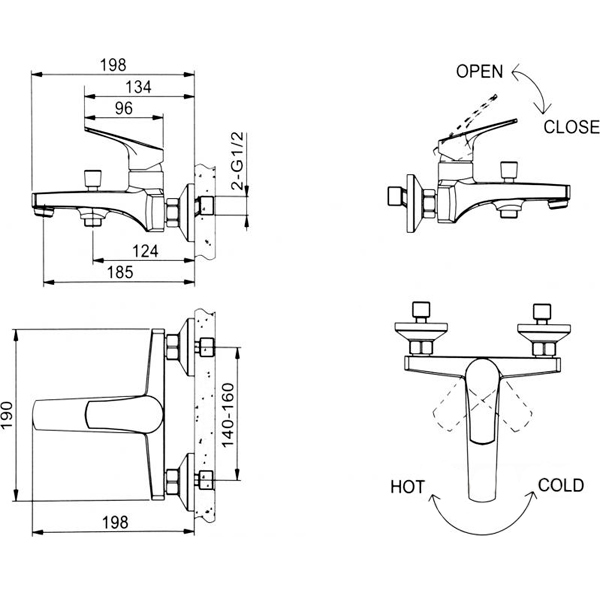 Смеситель для ванны EGO Fusion F0422901201