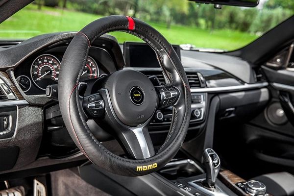 Чехол на руль MOMO SWC010BR черный с красным