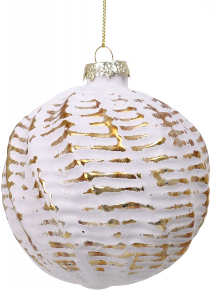 Ялинкова іграшка у формі кулі забілена скляна 10 см 10 мм білий ABT316440