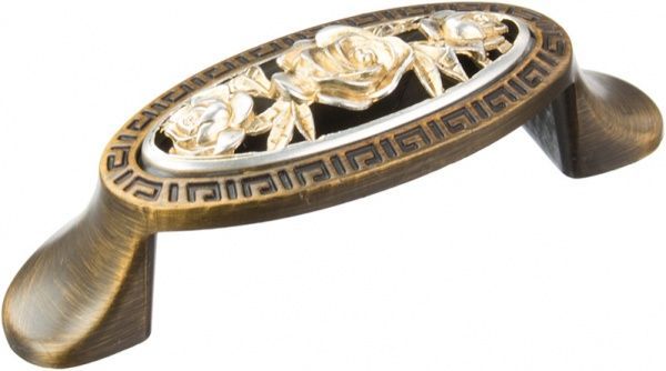 Меблева ручка DR 65 G4А/OSB 64 мм срібло з позолотою/стара бронза DC