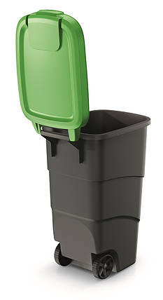 Бак для сміття з кришкою Prosperplast 110 л чорний/зелений NBWB110-362C
