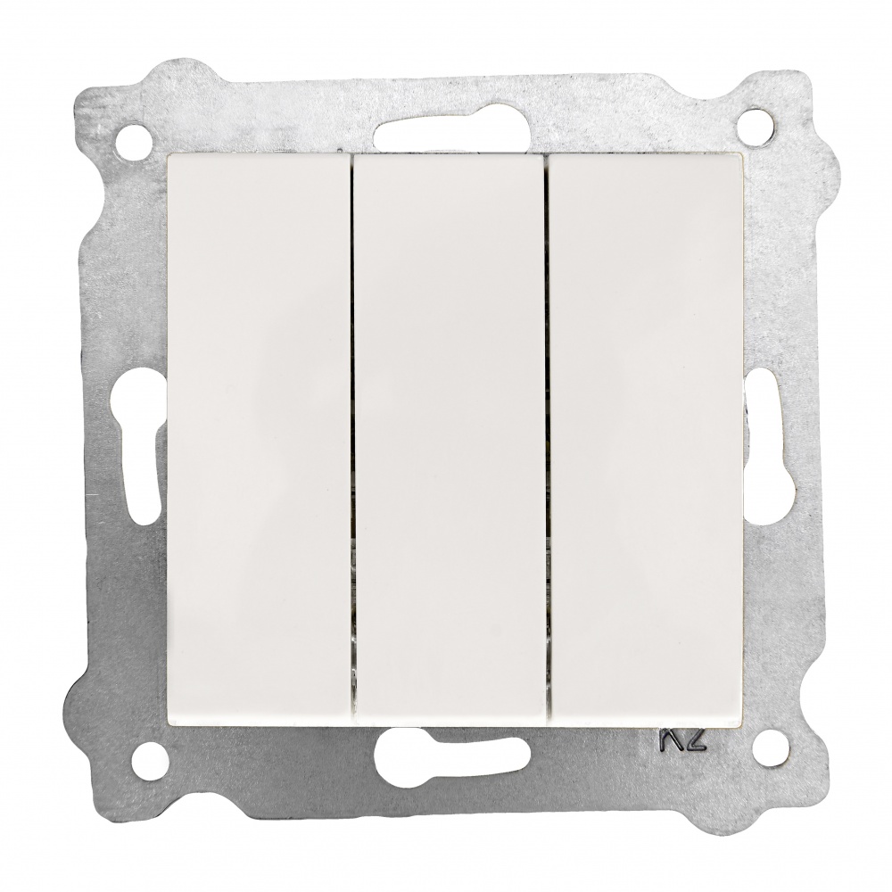 Вимикач кнопковий триклавішний EXEN Karell без підсвітки білий 290-000102-213