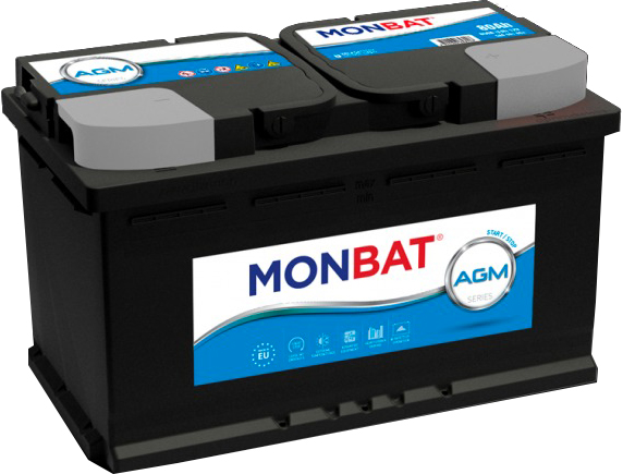 Акумулятор автомобільний Monbat AGM 6CТ-80 80Ah 840A 12V «+» праворуч