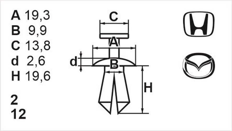 Клипса нажимная наружная универсальная Romix (B23153)