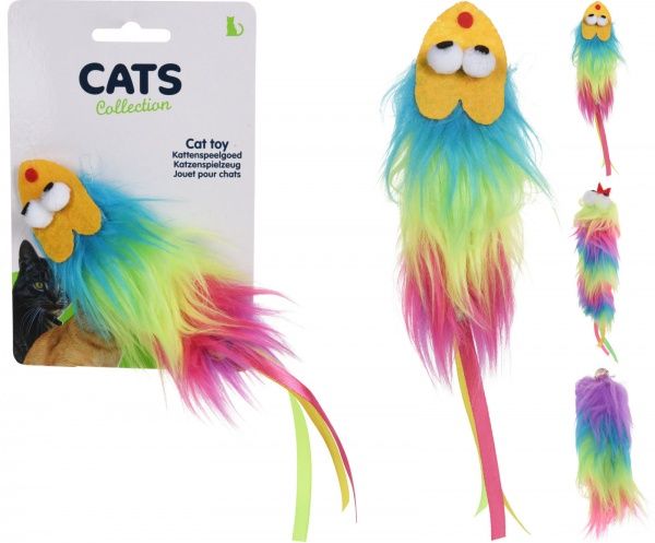 Іграшка для котів Миша зі штучним хутром різнокольорова