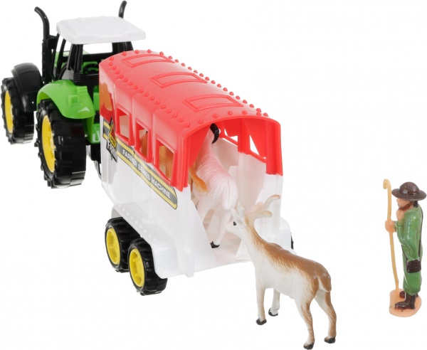 Игровой набор Shantou х9 шт. фермерский трактор с прицепом и фигурками зеленый JY238798
