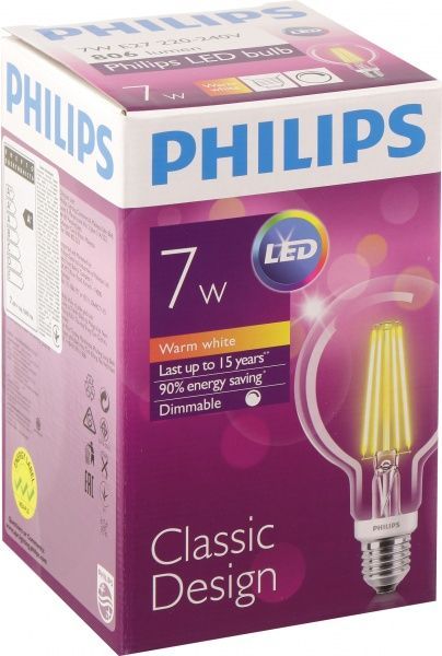 Лампа светодиодная Philips G93 7 Вт E27 2700 К 220-240 В прозрачная 929001229008 