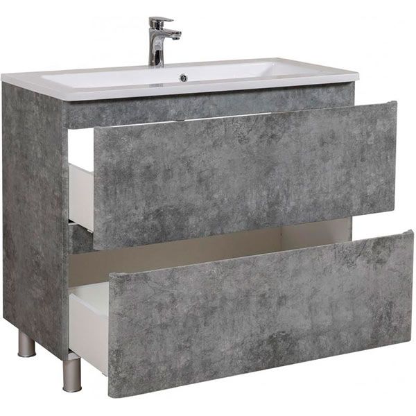 Тумба напольная Aqua Rodos Акцент серый мрамор с умывальником Альфа 100