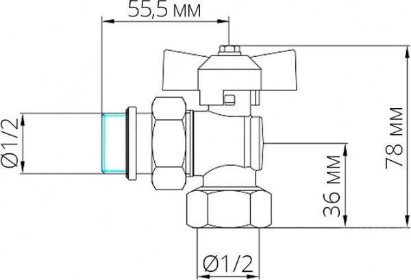Кран с американкой Bianchi 1/2