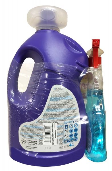 Гель для прання для машинного та ручного прання SAMA + засіб для миття скла SAMA Морозна свіжість 4 кг