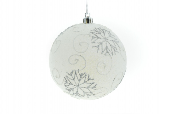 Шар новогодний Праздник белый с серебристым