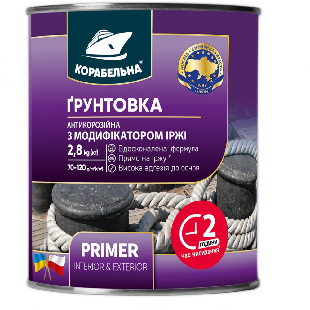 Ґрунтовка КОРАБЕЛЬНА антикорозійна з модифікатором іржі RAL 7046 сірий мат 12кг