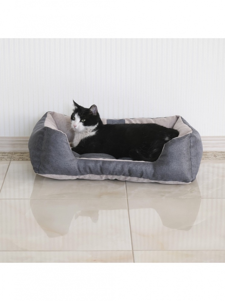 Лежак FX home Mальмо 60х40х18 см, бежево-серый