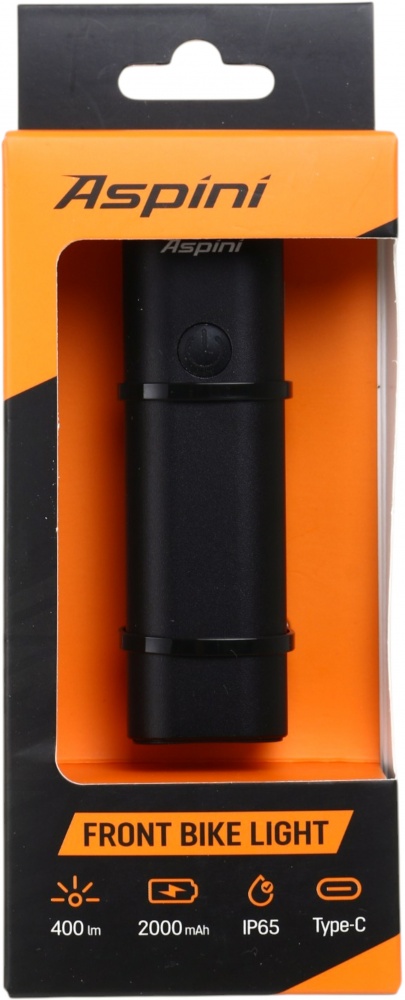 Фонарь велосипедный Aspini 400 Lm черный FL-400A-BLK