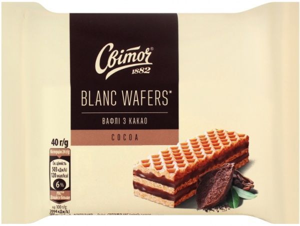 Вафли Світоч BLANC с какао (7613287056832) 40 г 