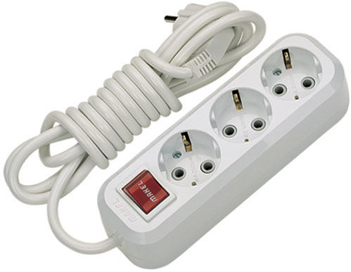 Удлинитель Makel с заземлением 3 гн. белый 3 м MGP213 