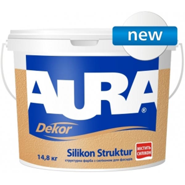 Краска силиконовая структурная Aura® Dekor Silikon Struktur мат белый 9,5л 