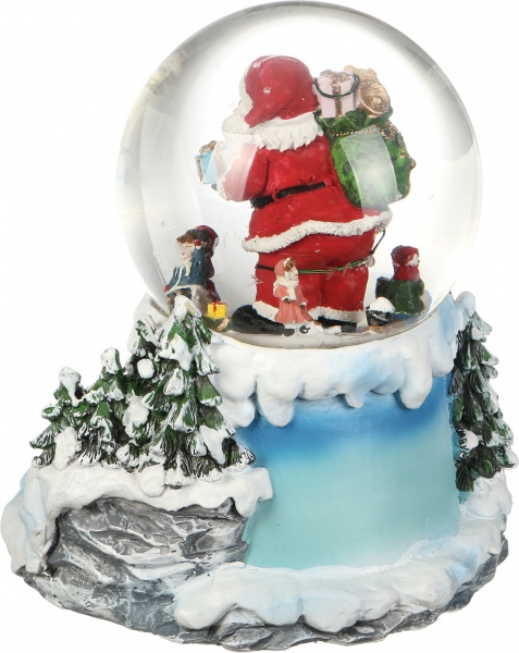 Декорація новорічна Куля музична Дід Мороз біля потягу 12 см ZY17519K 