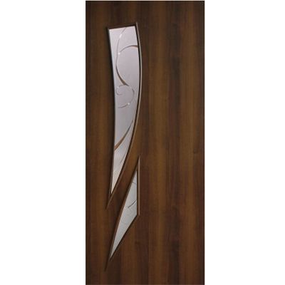 Дверь межкомнатная ОМиС Фиеста 80 см орех стекло с рисунком