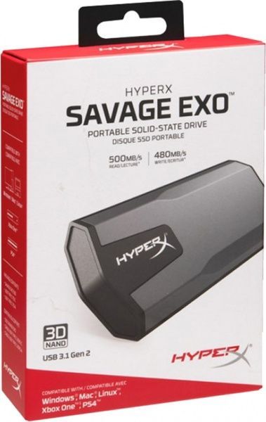SSD-накопитель Kingston HyperX SAVAGE EXO 960GB Portable USB 3.1 NAND TLC (SHSX100/960G) 