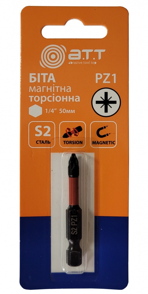 Біта торсіонна A.T.T. магнітна PZ1 50 мм 1/4 сталь S2 1 шт.