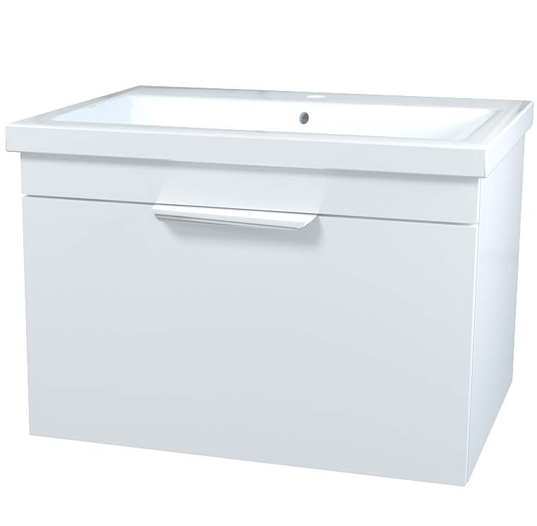 Тумба підвісна Сансервіс Каталонія-70 з умивальником Сомо-70 білий глянець