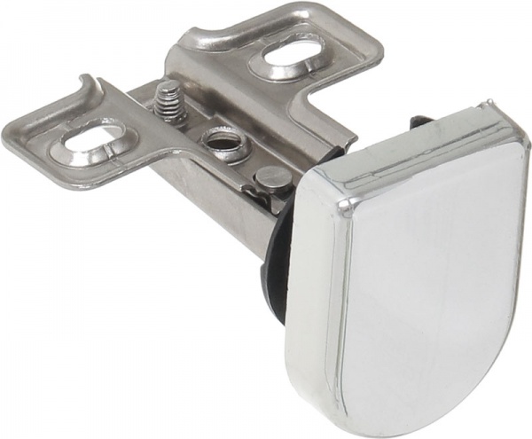 Петля для скла накладна KL6107 під отвір з накладкою хром