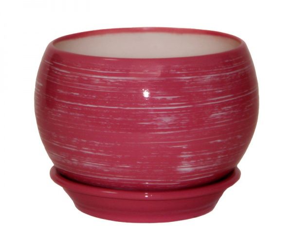 Горщик керамічний Оріана-Запоріжкераміка Куля глянець круглий 0,4 л рожево-білий 