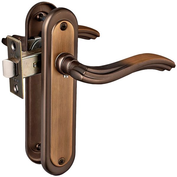 Защелка врезная с ручками  Linde А-2002SP MACC бронза/