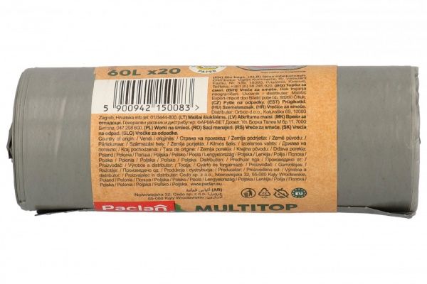 Мішки для побутового сміття Paclan For Nature відновлені стандартні 60 л 20 шт.