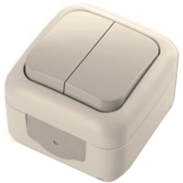 Вимикач подвійний Viko Palmiye IP54 кремовий