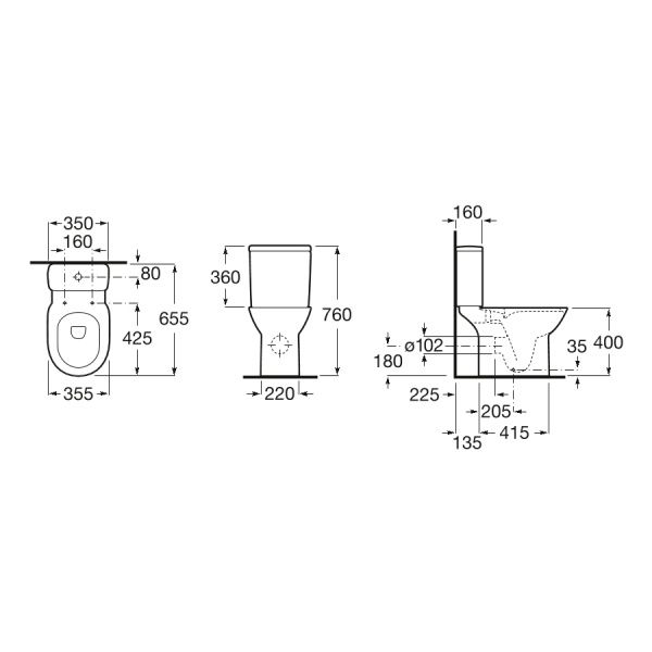 Унитаз-компакт Debba Round Rimless с сиденьем Slim Soft-close A34D995000