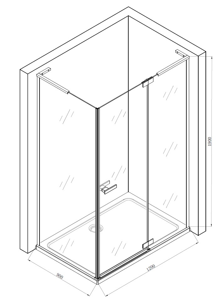 Душевое ограждение EGO LEX 120x90x190 см, стекло прозрачное 8мм, хром