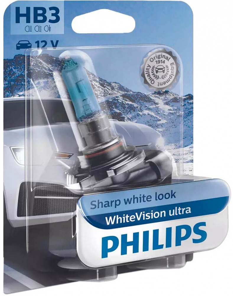 Автолампа галогенна Philips P20d WhiteVision ultra +60% HB3 60 Вт 1 шт.(PS 9005W VU B1)
