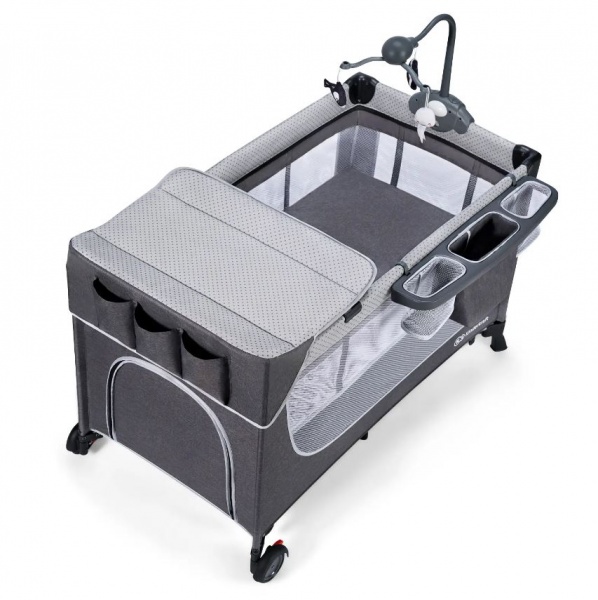 Манеж-ліжко Kinderkraft Leody Grey з пеленатором KCLEOD00GRY00AC