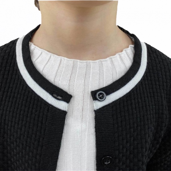 Кофточка детская для девочки ART KNIT герда xерная с белой полоской р.140 [019] Black/white 022645 