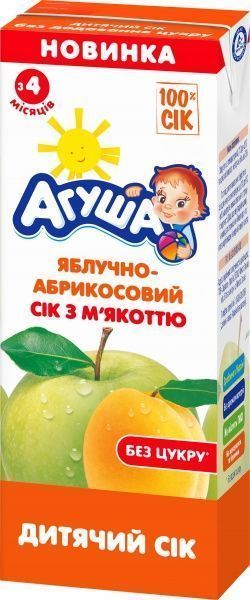 Сік Агуша Яблуко-абрикос з мякоттю Slim 0,2 л
