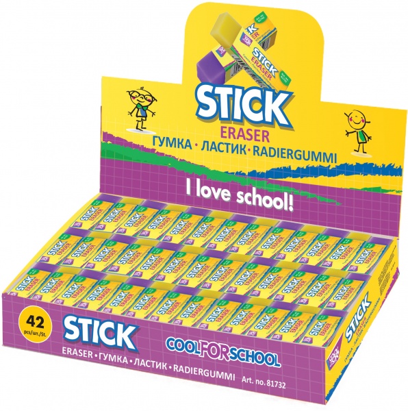 Ластик для карандаша Stick 40х15х11 мм в ассортименте Cool For School