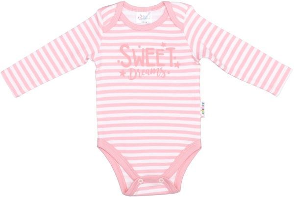 Боди с длинным рукавом в полоску sweet dreams р.86 бежевый/розовый CLG002 